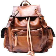 Handmade Cool Leather Mens Backpack Travel Backpacks Laptop Backpack for men - iwalletsmen