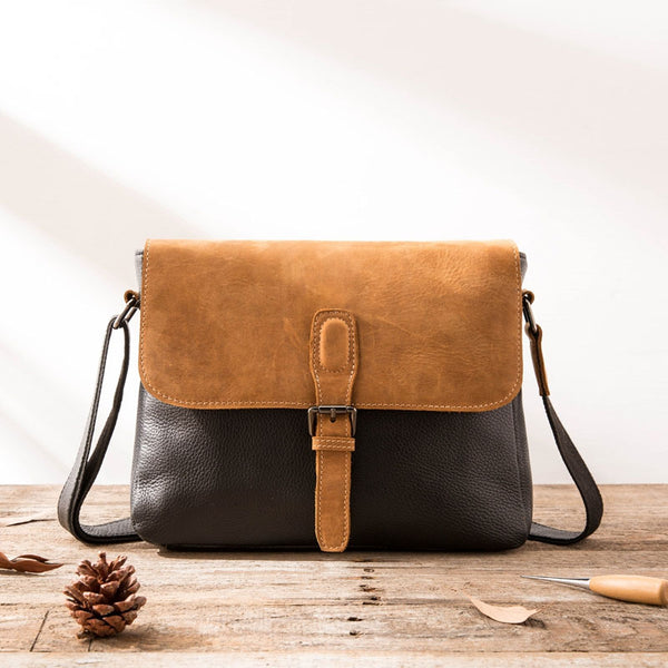 Handmade Cool Leather Mens Small Messengers Bag Shoulder Bags for Men - iwalletsmen