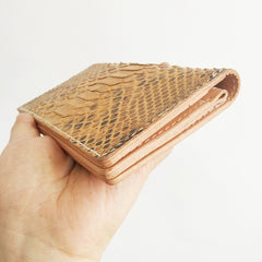 Handmade Cool Mens Black Snake Skin Long Wallet Yellow Slim Bifold Long Wallets For Men - iwalletsmen