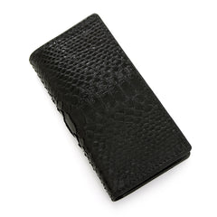 Handmade Cool Mens Black Snake Skin Long Wallet Yellow Slim Bifold Long Wallets For Men - iwalletsmen