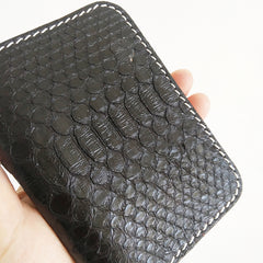Handmade Cool Mens Snake Skin Small Wallet Slim billfold Wallets Black Card Wallet For Men - iwalletsmen