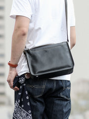 Handmade Dark Coffee Leather Mens 10 inches Courier Bag Brown Messenger Bags Dark Brown Postman Bags For Men - iwalletsmen
