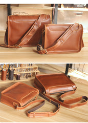 Handmade Dark Coffee Leather Mens 10 inches Courier Bag Brown Messenger Bags Dark Brown Postman Bags For Men - iwalletsmen