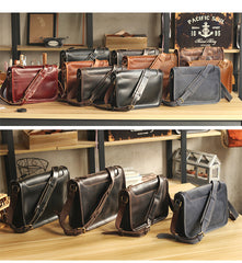 Handmade Dark Coffee Leather Mens 10 inches Courier Bag Brown Messenger Bags Dark Brown Postman Bags For Men - iwalletsmen
