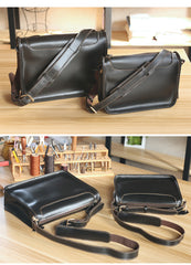 Handmade Dark Coffee Leather Mens 10 inches Courier Bag Brown Messenger Bags Dark Brown Postman Bags For Men - iwalletsmen