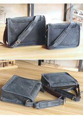 Handmade Dark Coffee Leather Mens 10 inches Courier Bag Brown Messenger Bags Dark Brown Postman Bags For Men - iwalletsmen