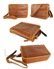 Handmade Dark Coffee Leather Mens 10 inches Courier Bag Brown Messenger Bags Dark Brown Postman Bags For Men - iwalletsmen
