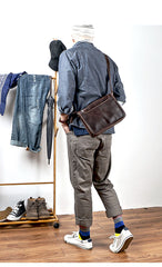 Handmade Dark Coffee Leather Mens 10 inches Courier Bag Brown Messenger Bags Dark Brown Postman Bags For Men - iwalletsmen