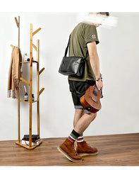 Handmade Dark Coffee Leather Mens 10 inches Courier Bag Brown Messenger Bags Dark Brown Postman Bags For Men - iwalletsmen