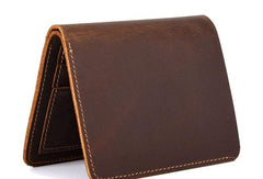 Vintage Mens Leather Slim Small Wallet Cool billfold Slim Bifold Wallets for Men - iwalletsmen