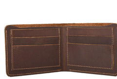 Vintage Mens Leather Slim Small Wallet Cool billfold Slim Bifold Wallets for Men - iwalletsmen