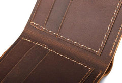 Vintage Mens Leather Slim Small Wallet Cool billfold Slim Bifold Wallets for Men - iwalletsmen