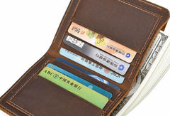 Vintage Mens Leather Slim Small Wallet Cool billfold Slim Bifold Wallets for Men - iwalletsmen