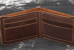 Vintage Mens Leather Slim Small Wallet Cool billfold Slim Bifold Wallets for Men - iwalletsmen