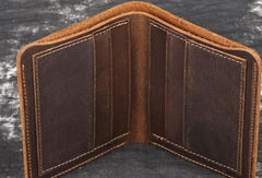 Vintage Mens Leather Slim Small Wallet Cool billfold Slim Bifold Wallets for Men - iwalletsmen