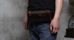 Leather Fanny Pack Mens Waist Bag Hip Pack Belt Bag Bumbag for Men