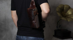 Leather Fanny Pack Mens Waist Bag Hip Pack Belt Bag Bumbag for Men