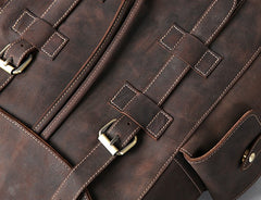 Handmade Genuine Leather Brown Mens Cool Backpack Large Travel Bag Hiking Bag for Men