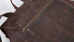 Handmade Genuine Leather Brown Mens Cool Backpack Large Travel Bag Hiking Bag for Men