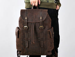 Handmade Genuine Leather Mens Cool Backpack Large Travel Bag Hiking Bag for Men