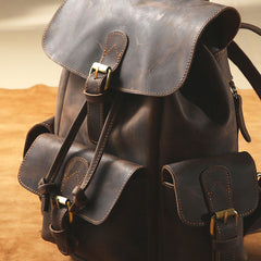 Handmade Genuine Leather Mens Cool Backpack Sling Bag Large Travel Bag Hiking Bag for Men