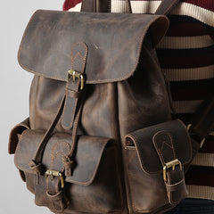 Handmade Genuine Leather Mens Cool Backpack Sling Bag Large Travel Bag Hiking Bag for Men