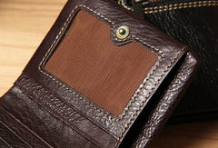 Handmade Genuine Leather Mens Cool billfold Leather Wallet Men Small Wallets Bifold for Men