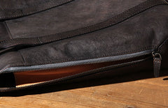 Handmade Genuine Leather Vintage Mens Brown Gray Cool Handbag Briefcase Work Bag Business Bag for men