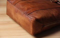 Handmade Genuine Leather Vintage Mens Brown Gray Cool Handbag Briefcase Work Bag Business Bag for men