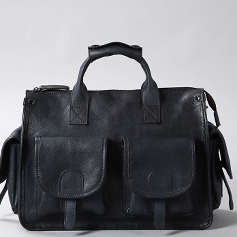 Handmade Genuine Leather Vintage Brown Mens Travel Bag Cool Messenger Bag Shoulder Bag Handbag for Men