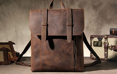 Handmade Genuine Leather Shoulder Bag Vintage Brown Mens Cool Backpack Travel Bag for men