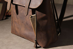 Handmade Genuine Vintage Brown Leather Mens Cool Backpack Shoulder Bag Travel Bag for men