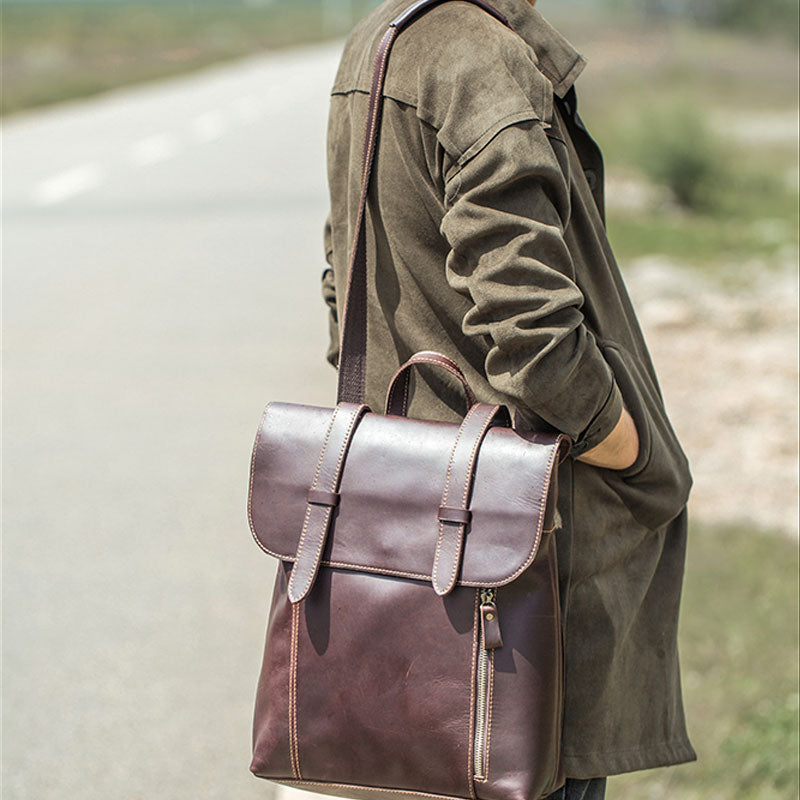 Handmade Genuine Leather Shoulder Bag Vintage Brown Mens Cool