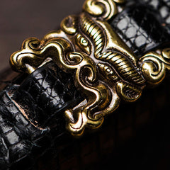 Handmade LIZARD SKIN Leather Black Biker Wallet Mens Cool billfold Chain Wallet Trucker Wallet with Chain