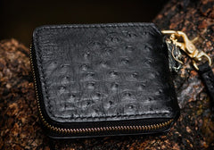 Handmade Leather Black Biker Wallet Mens Cool billfold Chain Wallet Trucker Wallet with Chain
