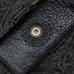 Handmade Leather Black Chain Wallet Mens Biker Wallet Cool Leather Wallet Long Phone Wallets for Men