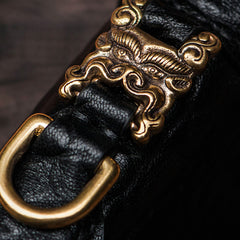 Handmade Leather Black Chain Wallet Mens Biker Wallet Cool Leather Wallet Long Phone Wallets for Men
