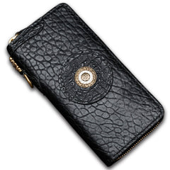 Handmade Leather Black Chain Wallet Mens Biker Wallet Cool Leather Wallet Long Phone Wallets for Men