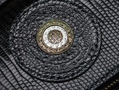 Handmade Leather Black LIZARD SKIN Chain Wallet Mens Biker Wallet Cool Leather Wallet Long Phone Wallets for Men