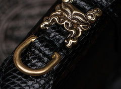 Handmade Leather Black LIZARD SKIN Chain Wallet Mens Biker Wallet Cool Leather Wallet Long Phone Wallets for Men