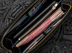 Handmade Leather Black LIZARD SKIN Chain Wallet Mens Biker Wallet Cool Leather Wallet Long Phone Wallets for Men