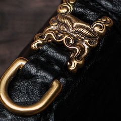 Handmade Leather Black LIZARD SKIN Chain Wallet Mens Biker Wallet Cool Leather Wallet Long Phone Wallets for Men
