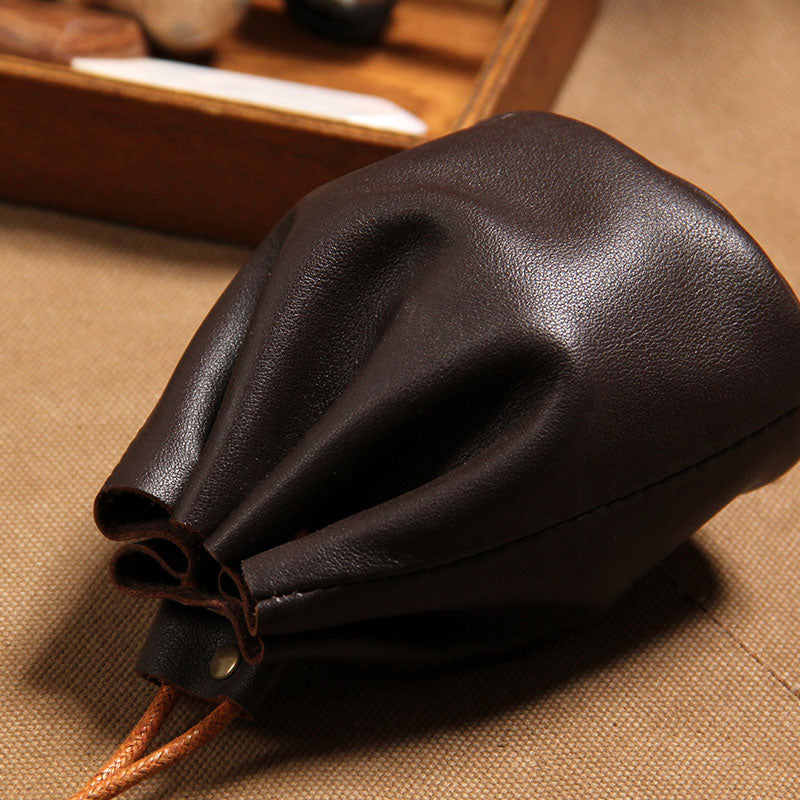 Leather Coin Pouch Drawstring Pouch Male Coin Pouch Small Coin Pouch iwalletsmen