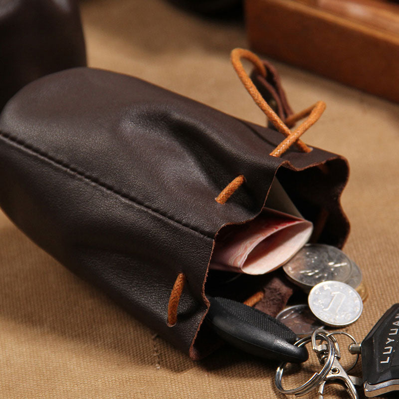 Leather Coin Pouch Drawstring Pouch male Coin Pouch Small Coin Pouch