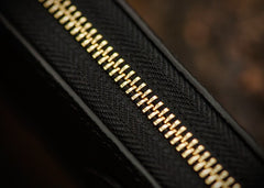 Handmade Leather Black Sharkskin Chain Wallet Mens Biker Wallet Cool Leather Wallet Long Phone Wallets for Men