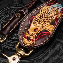 Handmade Leather Braided Biker Trucker Tooled Carp Wallet Chain for Chain Wallet Biker Wallet Trucker Wallet