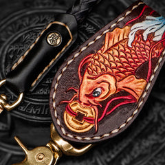 Handmade Leather Braided Biker Trucker Tooled Carp Wallet Chain for Chain Wallet Biker Wallet Trucker Wallet