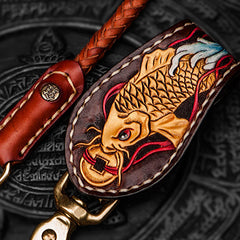 Handmade Leather Braided Biker Trucker Tooled Carp Wallet Chain for Chain Wallet Biker Wallet Trucker Wallet