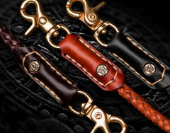 Handmade Leather Braided Biker Trucker Tooled Carp Wallet Chain for Chain Wallet Biker Wallet Trucker Wallet