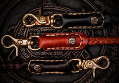 Handmade Leather Braided Biker Trucker Tooled Carp Wallet Chain for Chain Wallet Biker Wallet Trucker Wallet